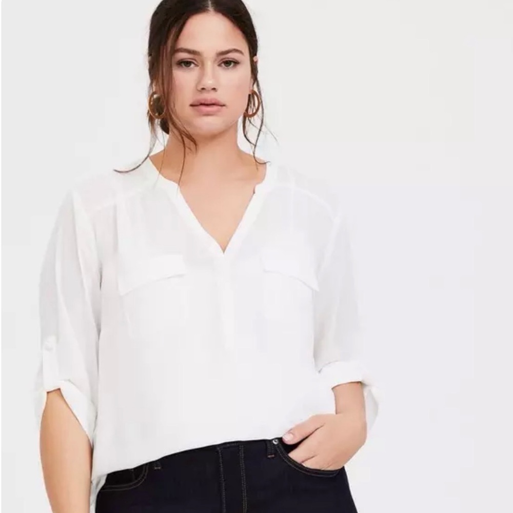 Torrid White Harper Blouse
